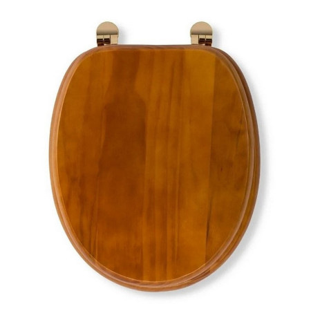 WL515002 Croydex Antique Pine Solid Wood Toilet Seat With Brass Hinges (1)