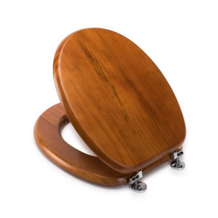WL515041 Croydex Antique Pine Solid Wood Toilet Seat With Chrome Hinges (4)