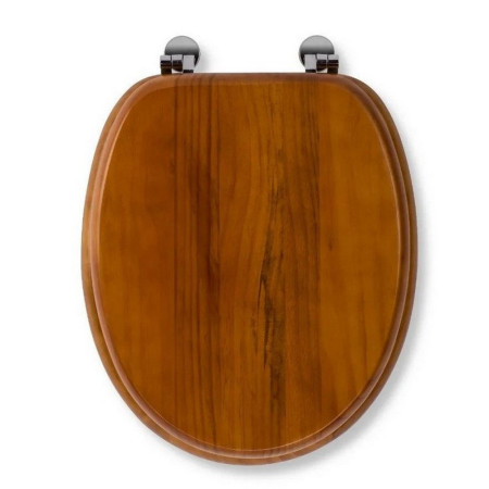 WL515041 Croydex Antique Pine Solid Wood Toilet Seat With Chrome Hinges (2)