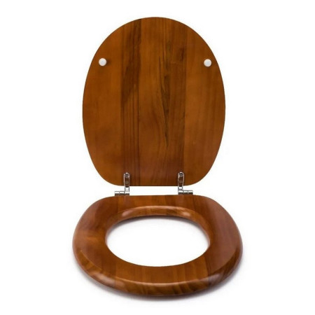 WL515041 Croydex Antique Pine Solid Wood Toilet Seat With Chrome Hinges (3)