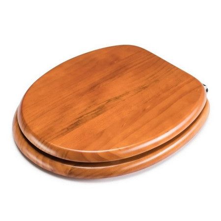 WL515041 Croydex Antique Pine Solid Wood Toilet Seat With Chrome Hinges (1)