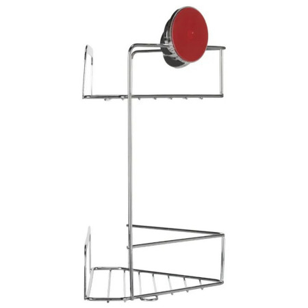 QM290741 Croydex Stick 'N' Lock Two Tier Corner Basket Self Adhesive Caps