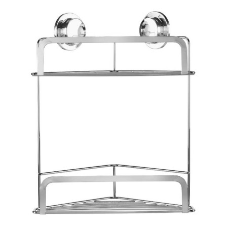 QM290741 Croydex Stick 'N' Lock Two Tier Corner Basket Front View