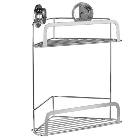 QM290741 Croydex Stick 'N' Lock Two Tier Corner Basket Side View