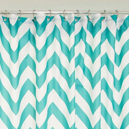 Croydex Textile Shower Curtain - Aqua Chevron