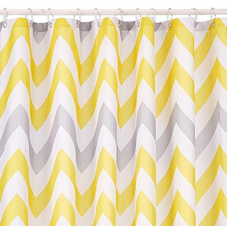 Croydex Textile Shower Curtain - Yellow & Grey Chevron