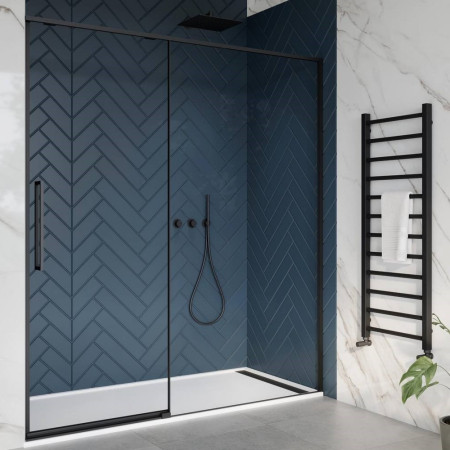 ASTSLID1000BLKR Dawn Asteria RH 1000mm Slim Sliding Shower Door in Black