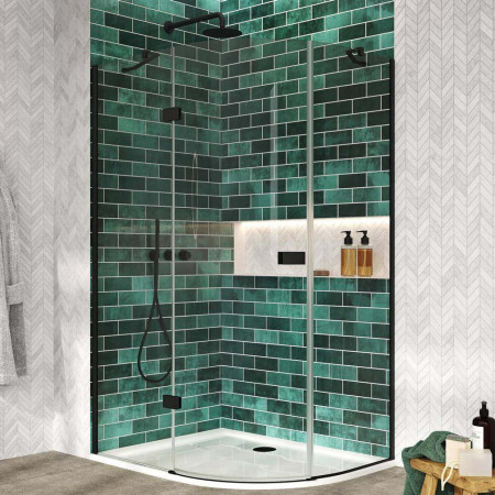 Scudo Dawn Athena 1200 x 900mm Hinged Offset Quadrant Black Shower Enclosure