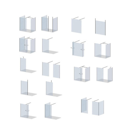 MINPAN1100NP/MINBZPACK Scudo Dawn Minos 1100mm Bronze Frameless Wetroom Panel Configurations