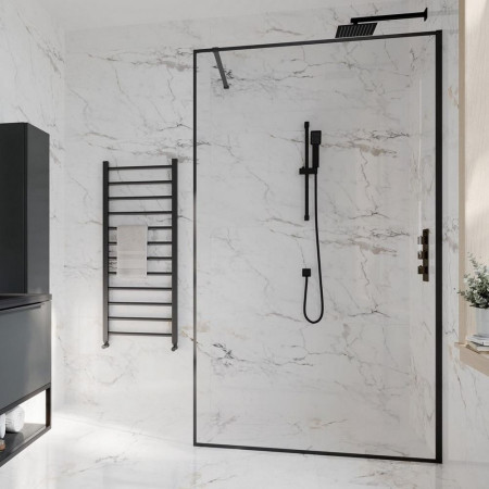 Scudo Dawn Minos 760mm Black Framed Wetroom Panel inc Profile Pack