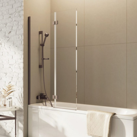 Scudo Dawn Thalia 1500 x 900mm Brushed Bronze Inward Opening Bath Screen
