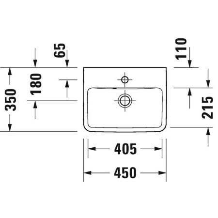 07434500002 Duravit No 1 450mm Wall Mounted 1TH Hand Basin Line Drawing