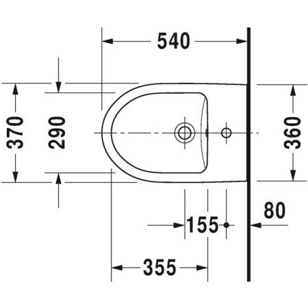 22791500002 Duravit No 1 540mm Wall Mounted Bidet Line Drawing