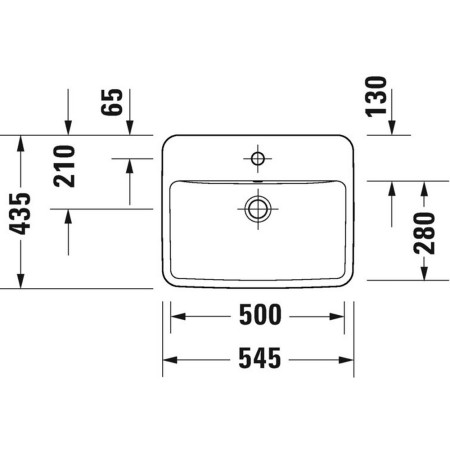 03555500272 Duravit No 1 550mm 1TH Vanity Countertop Basin Line Drawing