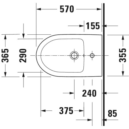 22961000002 Duravit No 1 570mm Floorstanding Bidet Line Drawing