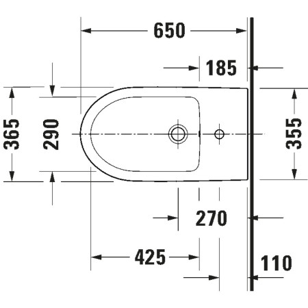 22971000002 Duravit No 1 650mm Floorstanding Bidet Line Drawing