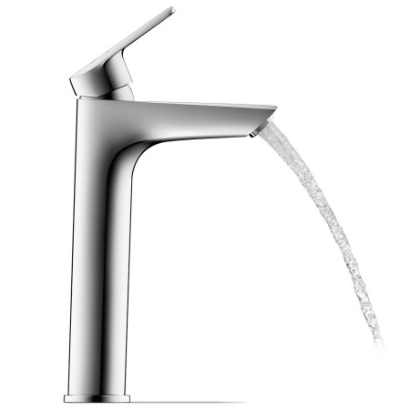 N11030002010 Duravit No 1 Large Chrome Single Lever Basin Mixer Turned On