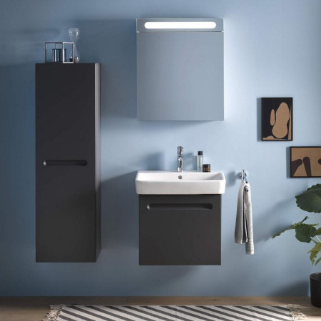 N11308R49490000 Duravit No 1 Matt Graphite 400mm Right Handed Tallboy Storage Unit Lifestyle