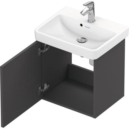 N14267L49490000/07434500002 Duravit No 1 Matt Graphite 440mm Wall Hung Left Handed Vanity Unit and Basin Door Open