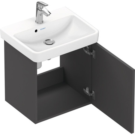 N14267R49490000/07434500002 Duravit No 1 Matt Graphite 440mm Wall Hung Right Handed Vanity Unit and Basin Door Open