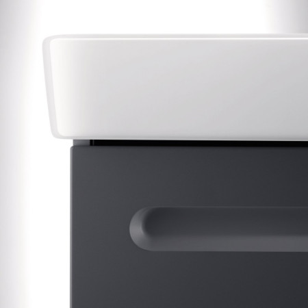 N14280049490000/23755500002 Duravit No 1 Matt Graphite 490mm Wall Hung Vanity Unit and Basin Close Up