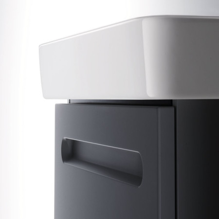 N14280049490000/23755500002 Duravit No 1 Matt Graphite 490mm Wall Hung Vanity Unit and Basin Side View