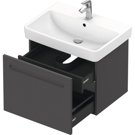 N14382049490000/23756500002 Duravit No 1 Matt Graphite 590mm Wall Hung One Drawer Vanity Unit and Basin Open Drawer