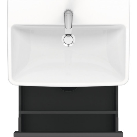 N14382049490000/23756500002 Duravit No 1 Matt Graphite 590mm Wall Hung One Drawer Vanity Unit and Basin Open Drawer Top View