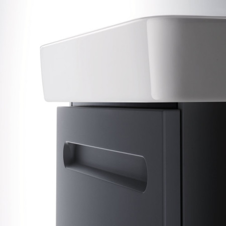 N14383049490000/23758000002 Duravit No 1 Matt Graphite 740mm Wall Hung One Drawer Vanity Unit and Basin Side View