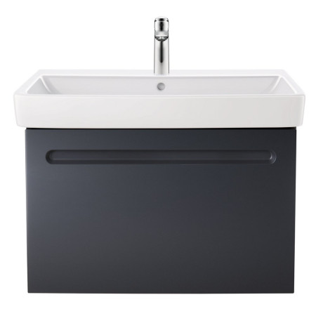 N14383049490000/23758000002 Duravit No 1 Matt Graphite 740mm Wall Hung One Drawer Vanity Unit and Basin Front View
