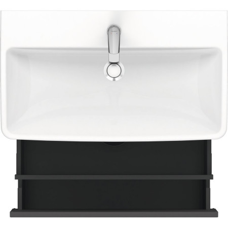 N14383049490000/23758000002 Duravit No 1 Matt Graphite 740mm Wall Hung One Drawer Vanity Unit and Basin Open Drawer Top View