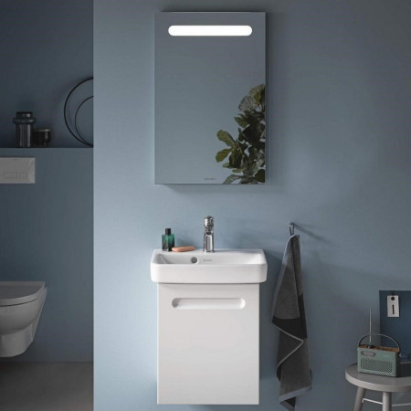 N14266R18180000/07434500002 Duravit No 1 Matt White 390mm Wall Hung Right Handed Vanity Unit and Basin Lifestyle