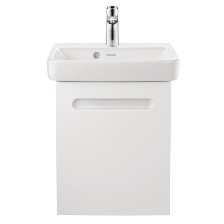 N14266L18180000/07434500002 Duravit No 1 Matt White 390mm Wall Hung Left Handed Vanity Unit and Basin Front View