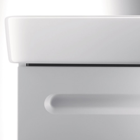 N14266L18180000/07434500002 Duravit No 1 Matt White 390mm Wall Hung Left Handed Vanity Unit and Basin Close Up