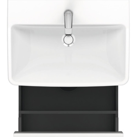 N14382018180000/23756500002 Duravit No 1 Matt White 590mm Wall Hung One Drawer Vanity Unit and Basin Drawer Open Top View