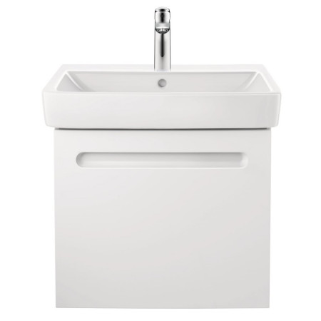 N14382018180000/23756500002 Duravit No 1 Matt White 590mm Wall Hung One Drawer Vanity Unit and Basin Front View