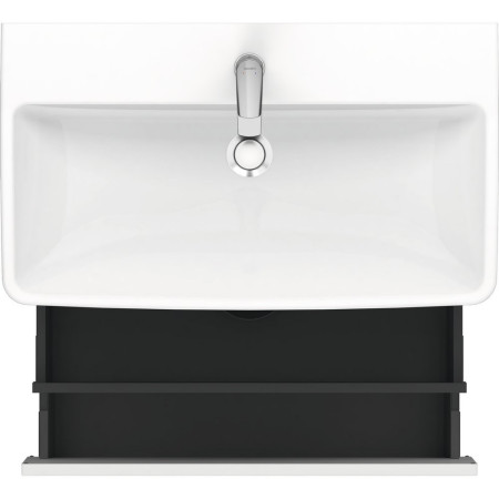 N14383018180000/23758000002 Duravit No 1 Matt White 740mm Wall Hung One Drawer Vanity Unit and Basin Open Drawer Top View