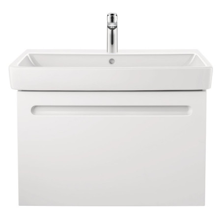 N14383018180000/23758000002 Duravit No 1 Matt White 740mm Wall Hung One Drawer Vanity Unit and Basin Front View