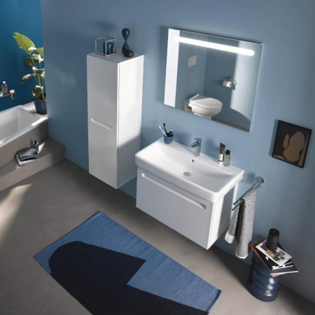 N14283018180000/23758000002 Duravit No 1 Matt White 740mm Wall Hung Vanity Unit and Basin Lifestyle