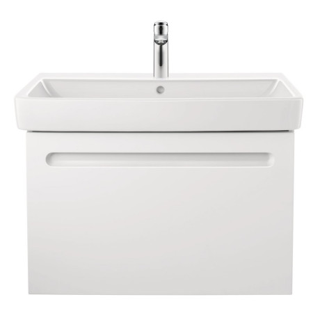 N14283018180000/23758000002 Duravit No 1 Matt White 740mm Wall Hung Vanity Unit and Basin Front View