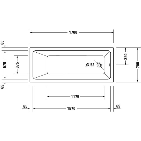 700489000000000 Duravit No 1 White 1700 x 700mm Single Ended Bath Line Drawing