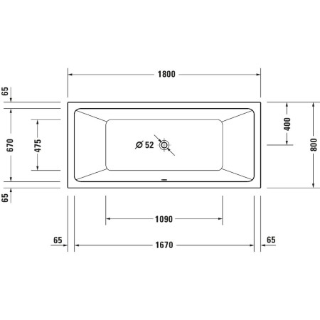 700492000000000 Duravit No 1 White 1800 x 800mm Double Ended Bath Inside Measurements