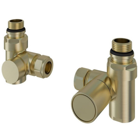 Eastbrook 15mm Brushed Brass Dual Fuel Corner Manual Radiator Valves