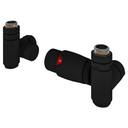 Eastbrook 15mm Matt Black Dual Fuel Corner Thermostatic Radiator Valves