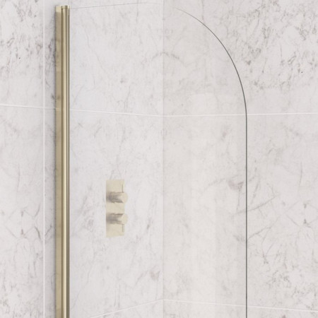 Eastbrook 6mm Curved 1400 x 800mm Bath Screen in Brushed Brass