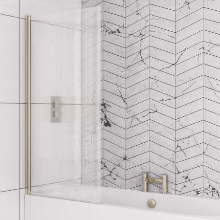 Eastbrook 5mm Straight Brushed Brass Left Hand Fluted Bath Screen