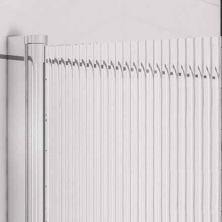 Eastbrook 5mm Straight Chrome Left Hand Fluted Bath Screen