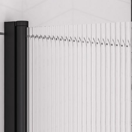 Eastbrook 5mm Straight Matt Black Left Hand Fluted Bath Screen