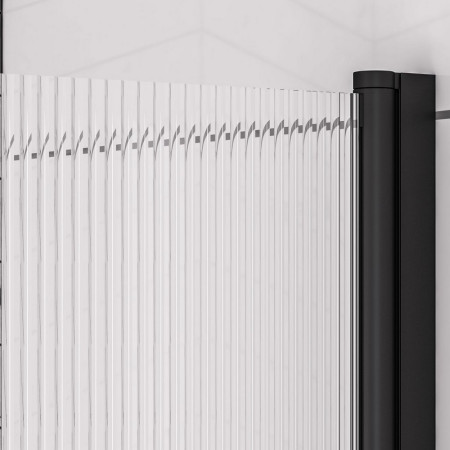 Eastbrook 5mm Straight Matt Black Right Hand Fluted Bath Screen
