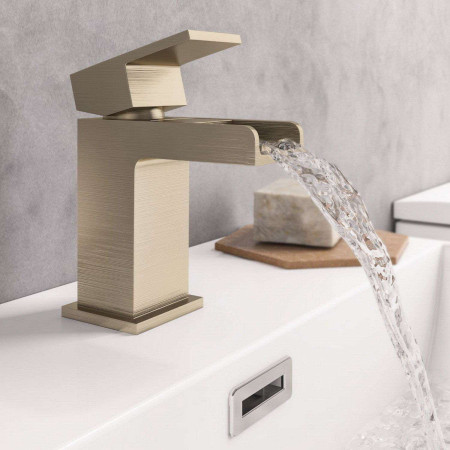 79.1033 Eastbrook Abberton Brushed Brass Mini Basin Mixer with Waste Lifestyle